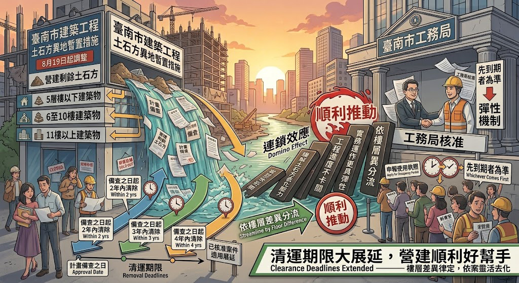 緩解營建剩餘土石方異地暫置.臺南依樓層數予以清運期限