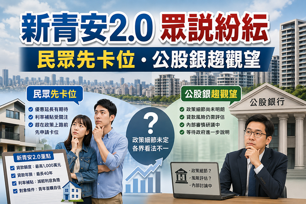 新青安2.0眾說紛紜 民眾先卡位.公股銀趨觀望